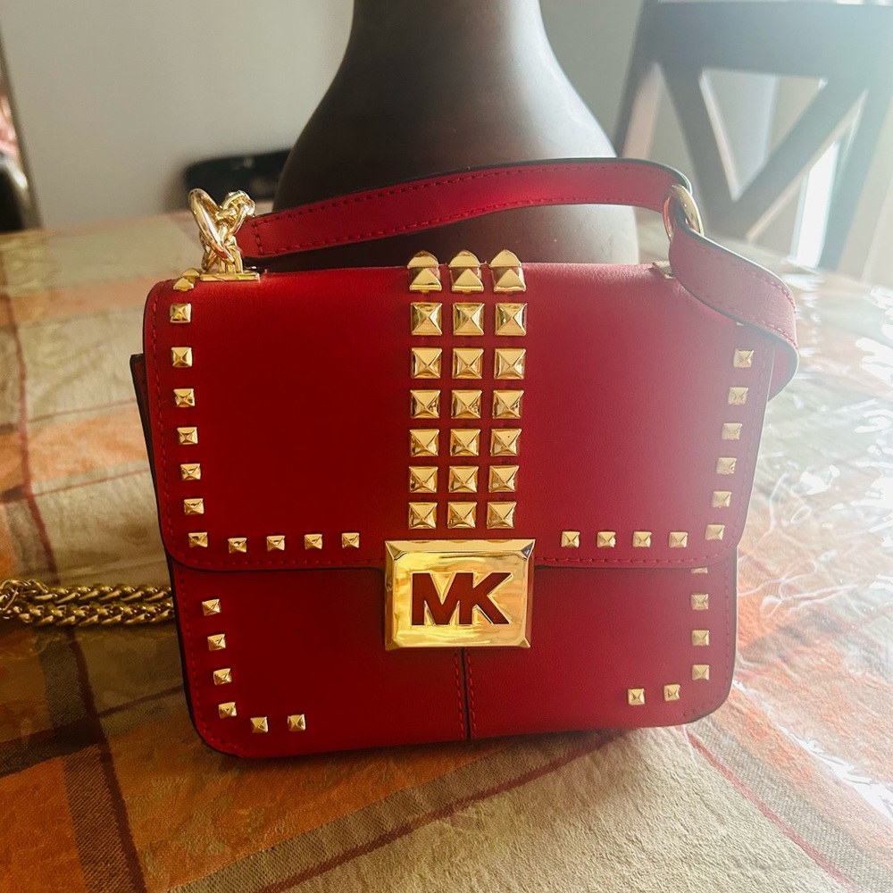 Michael Kors Red Crossbody with Gold Accents